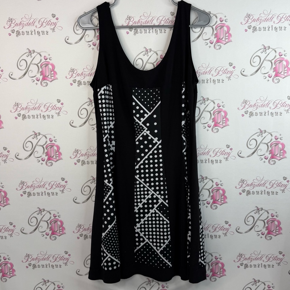 New woman design dress mini polka dot vintage Black and White Geometric Dress